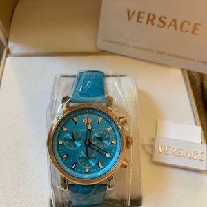 NEW AUTHENTIC VERSACE TURQOISE WATCH VLB040014